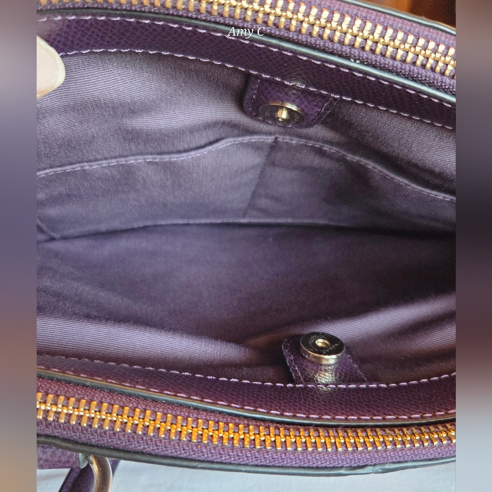Coach Dark Purple Leather Shoulder Bag - Picture 3 of 12